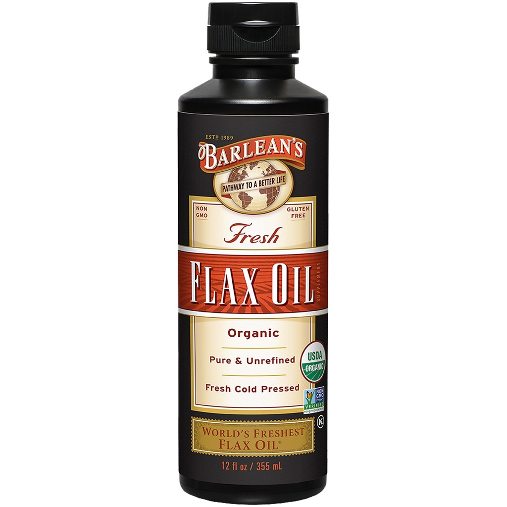 Barlean의 유기 Flaxseed 기름 액체, 찬 압박 Flax씨, 건강한 머리, 피부 및 눈, Vegan & 글루텐을 위한 7,640mg ALA Omega 3 지방산 보충교재는, 12 oz 해방합니다