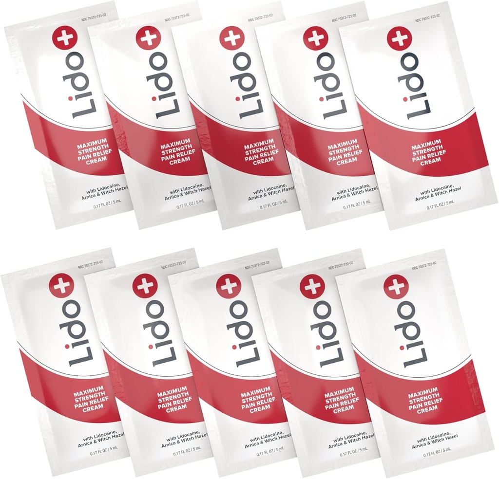 Lido+ 10-Pack 리도카인 크림 향신료 | 관절과 근육 통증, 통증 완화 크림을 위한 급속한 구호 | 미국제