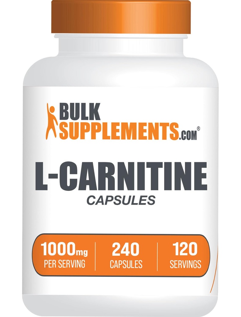 BulkSupplements.com L-Carnitine 1000mg 캡슐 - 카르니틴 보충, 아미노산 보충 - 글루텐 무료, 서빙 당 2 캡슐 (1000mg), 240 개 (팩 1)