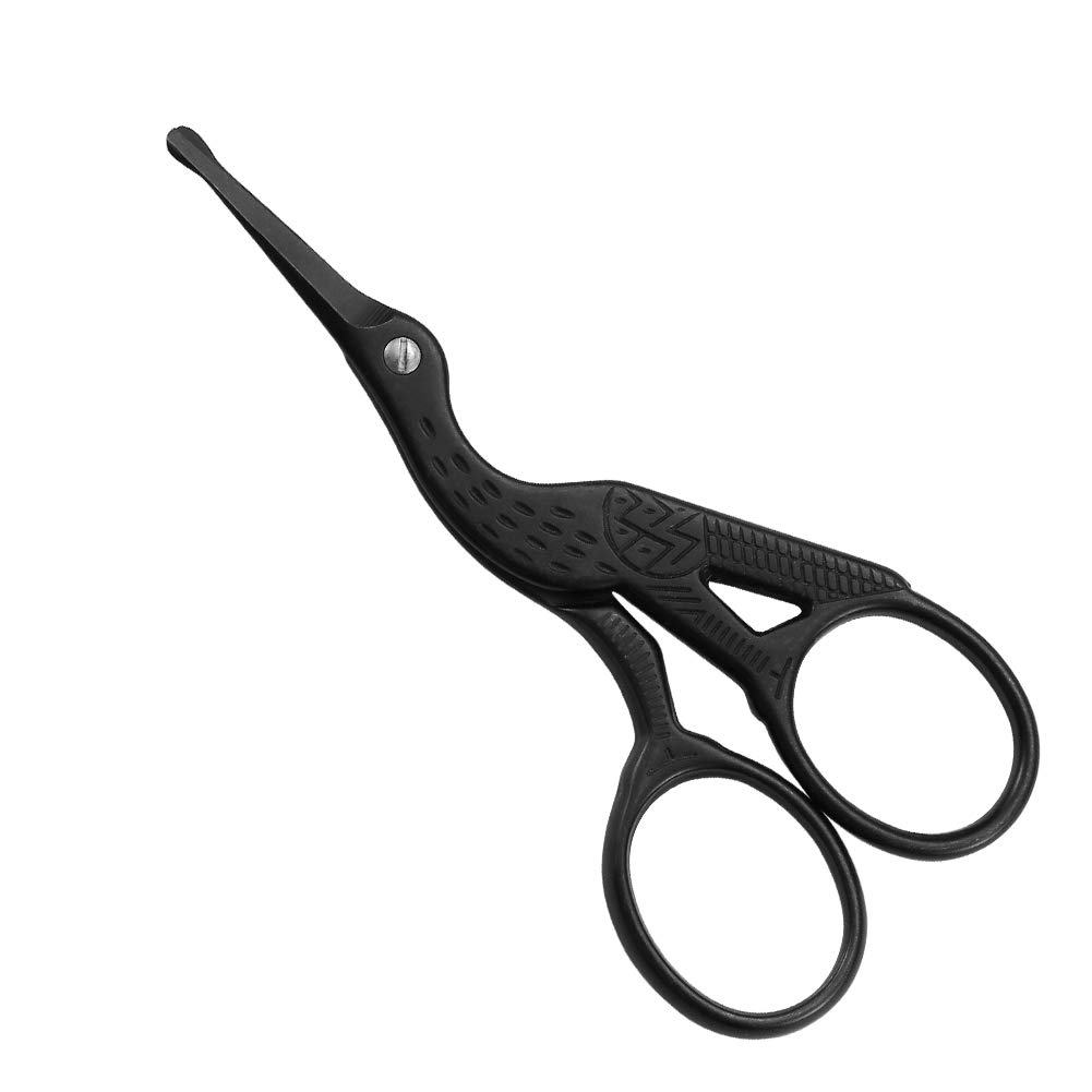 LIVINGO 3.5" 둥근 끝 포도 수확 Stork 가위, 까만 티타늄을 가진 직업적인 스테인리스는, 표피 Pedicure 아름다움 Grooming Eyebrow를 위한 가위, 얼굴 머리, 건조한 피부, Nose 머리 입혔습니다