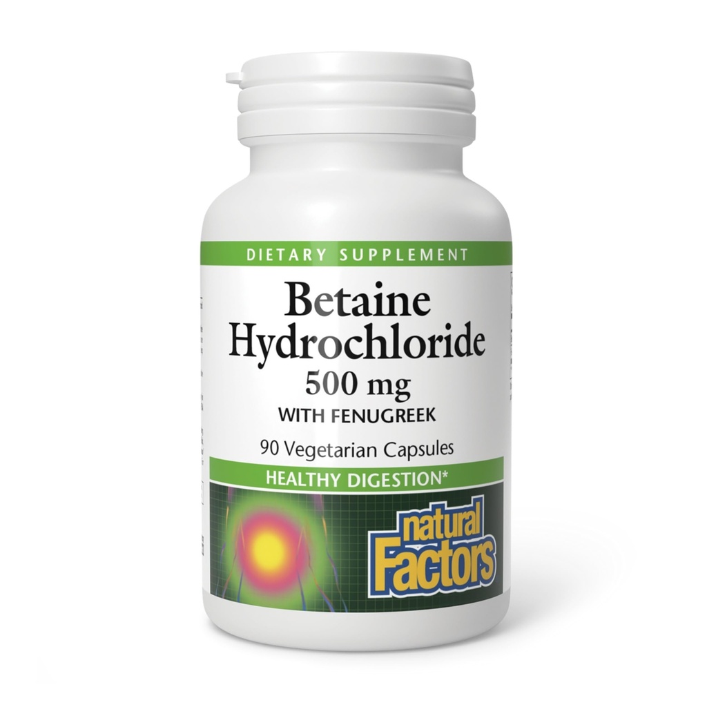 자연적인 요인, Betaine HCL 500 mg는, 건강한 소화 및 건강한 미생물, 90의 캡슐 (90의 서빙)를 지원합니다