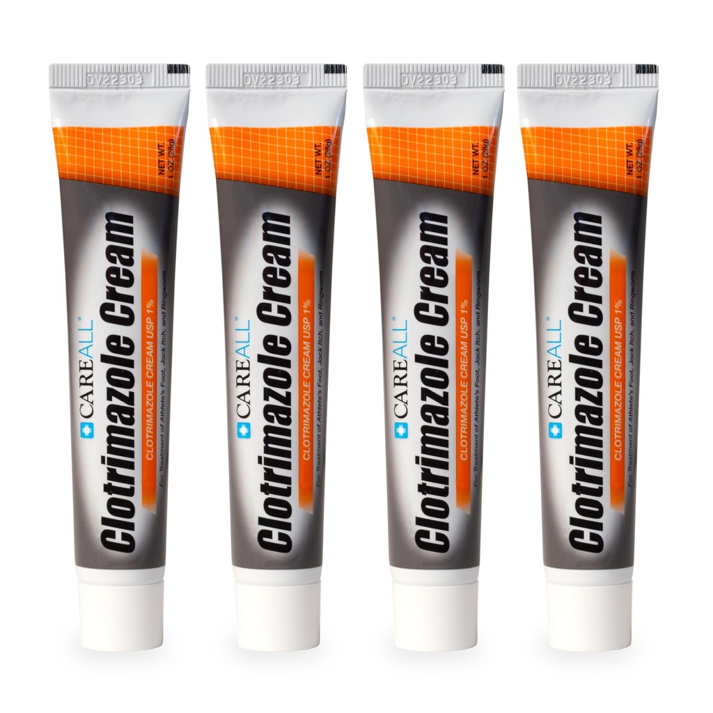 CareAll Clotrimazole 항진균성 크림 1% USP 1.0 oz. (4 팩), 대부분의 Athlete의 발, Jock Itch 및 Ringworm, 리드 브랜드와 비교.
