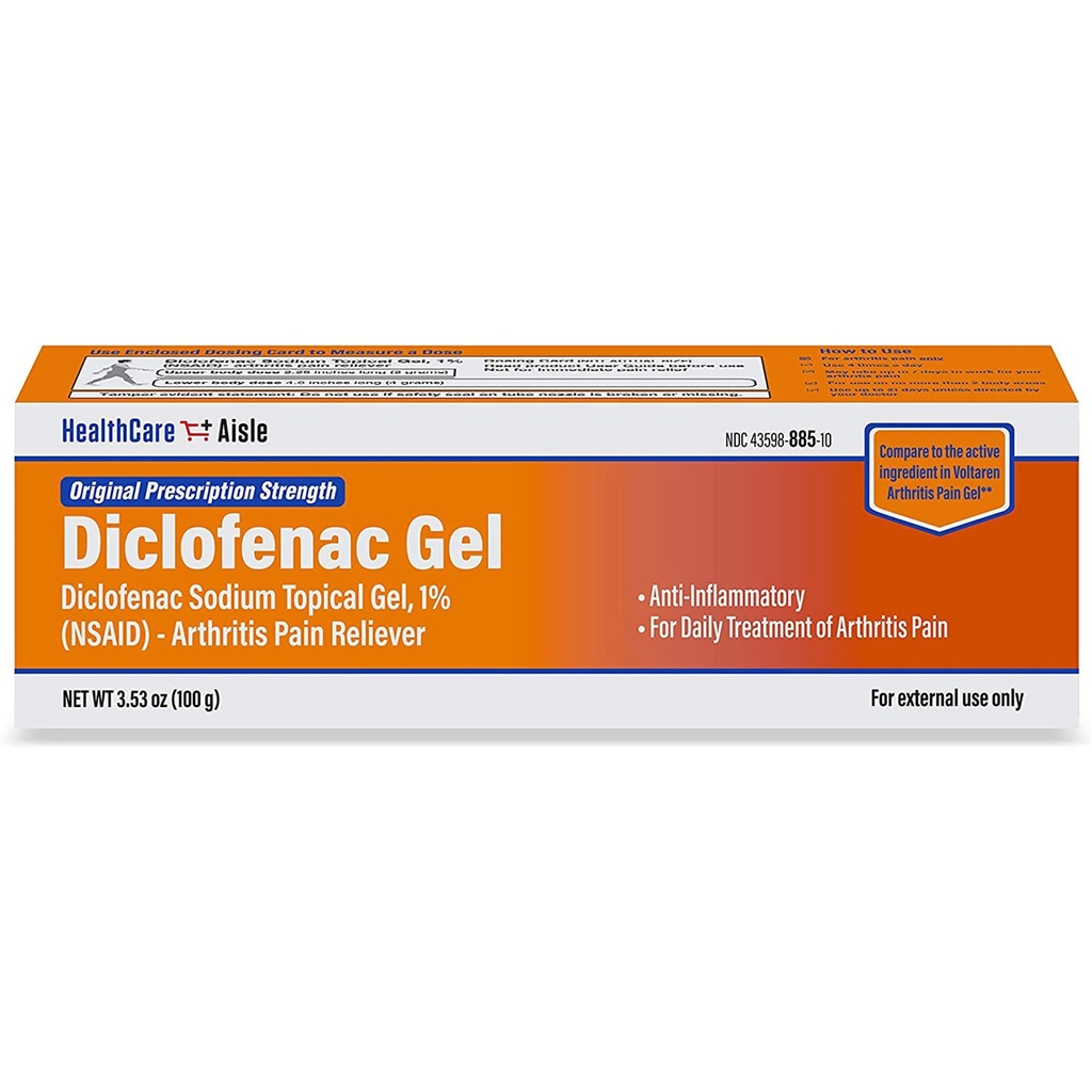 HealthCareAisle Diclofenac 젤, 1%의 관절염 고통 구호 - 100 g 관 - 본래 처방전 힘 (NSAID)