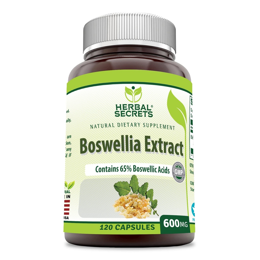 초본 비밀 Boswellia Serrata 추출물 (65% Boswellic 산) 600 mg 120 캡슐 보충교재 - 비 GMO - 글루텐 자유로운