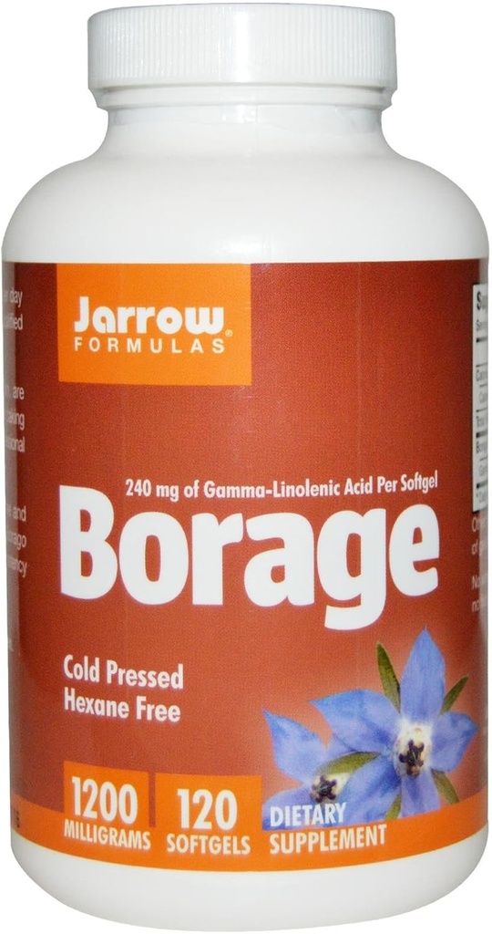 Jarrow Formulas Borage 1200 mg - 120 Softgels - GLA의 가장 높은 효능 소스 - 지원 피부 건강 및 면역 기능 - Mild PMS Discomfort에 대한 지원 - 120까지 서빙