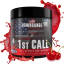 DownRange 1st Call Pre Workout Powder, 남성과 여성을위한 Preworkout, 아미노산 베타 알라닌, 카페인 & 펌프, 에너지 및 초점 지원, 30 서빙 (Cherry Punch)