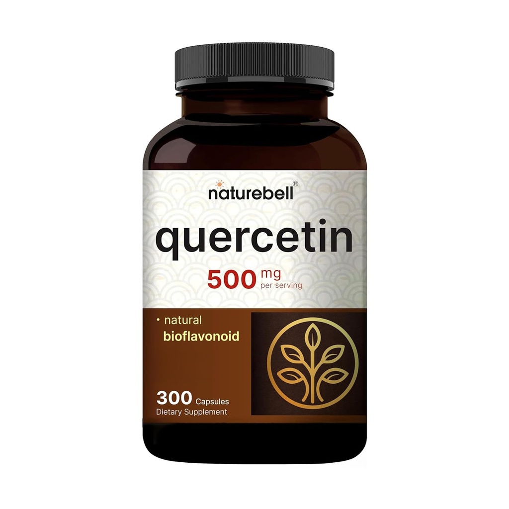 NatureBell Quercetin 500mg Per 서빙, 300 캡슐 | 면역 지원을위한 매우 강도 Bioflavonoid 보충 | 세 번째 파트 테스트, 비 GMO, 글루텐 프리