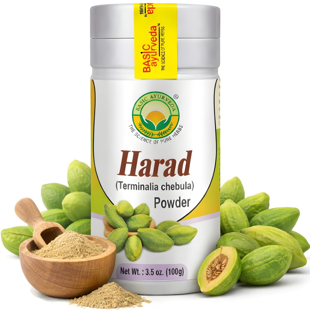 BASIC AYURVEDA Haritaki 분말 | 3.53 Oz (100g) | 건강한 소화를 위한 유기 Harad 분말 | 자연적인 Terminalia Chebula