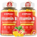 비타민 B1 구미 | Benfotiamine 500mg 비타민 B6 B9 B12 & Nerve 건강, 에너지 및 대사 지원을위한 마그네슘 | 설탕 무료, 비 GMO, 채식주의자, 120 개