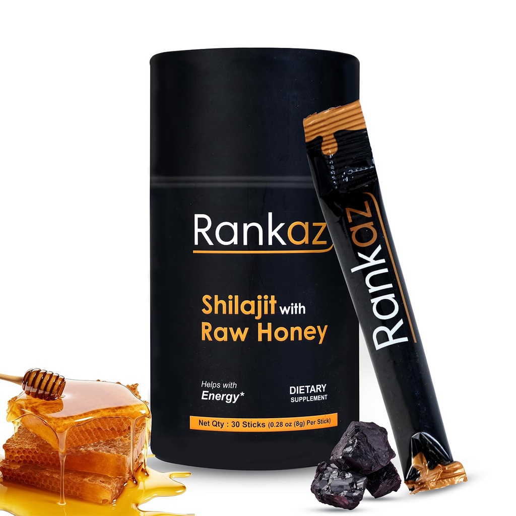 Rankaz 자연적인 Shilajit 꿀 지팡이 유기 - 30의 지팡이, Shilajit 꿀 Fulvic 산 및 추적 무기물