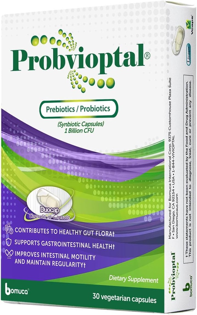 Probvioptal, 30 캡슐 (330 단위), Probiotics & Prebiotics, 듀오캡, 1 억 CFU, 글루텐 무료