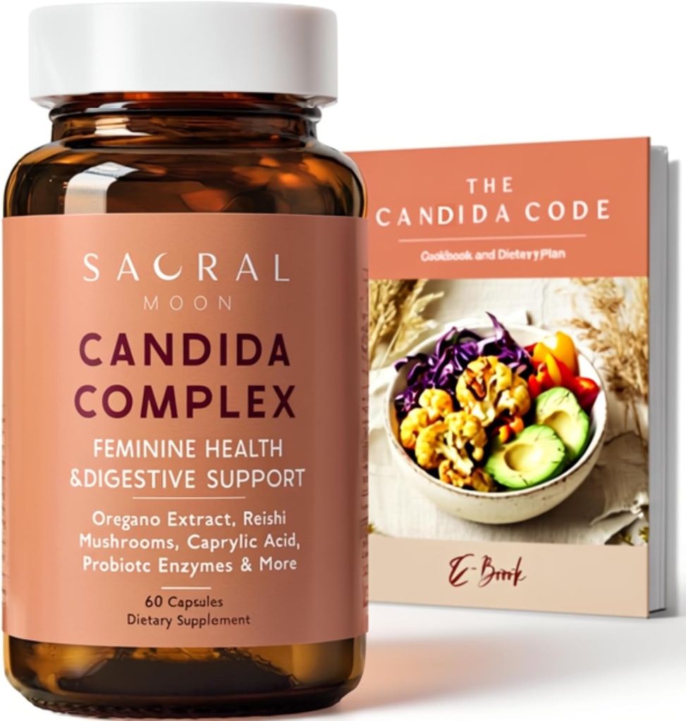 여성을위한 Candida Cleanse - Oregano Oil, Caprylic, Probiotics, Reishi, Aloe & Black Walnut과 Gut & Feminine Balance는 소화관, Clarity, Clear Skin & Vaginal pH를 지원합니다.