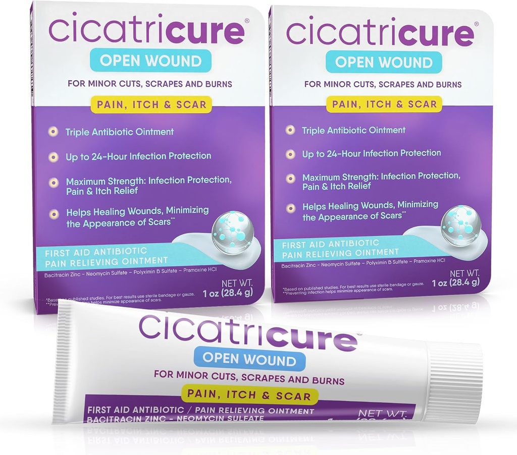통증 완화, Bacitracin Antibiotic Ointment & Cream for Wound Care, Cuts, Burns, Insect Bites, First Aid Supplies Essential, 1 oz의 치유 연고