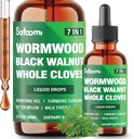 Satoomi 7in1 Wormwood 액체 낙하 검정 호두, 전체적인 Cloves, Berberine, 우유 이틀, 쓴 멜론 및 심황 - 60 일 동안 60ml