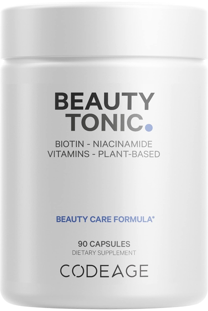 비타민 C, 비타민 E, 비타민 B6, Niacin, Folate, 유기 식품 혼합, Phytoceramide, Astaxanthin, 셀레늄 - 아름다움 Tonic - 헤어, 피부, 손톱 지원 - Vegan, 90 Ct