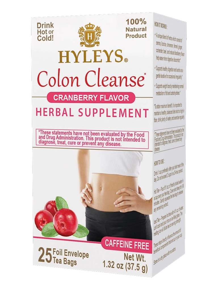 Hyleys Colon Cleanse Tea Cranberry 맛 - 25 티백 (1 팩)