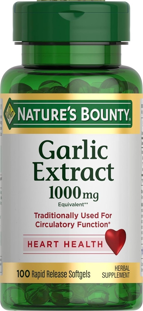 자연의 Bounty 마늘 추출물, 초본 보충교재, 지원 Circulatory 기능, 1000mg, 100 급속한 방출 Softgels