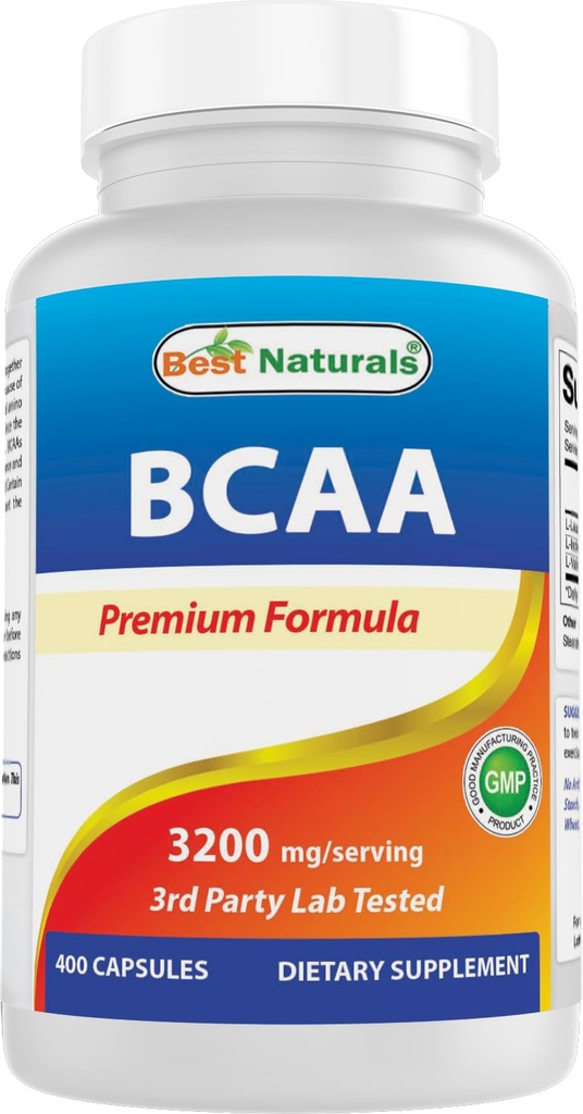 제일 자연적인 BCAA 분지 사슬 아미노산, 서빙 당 3200mg, 400의 캡슐 - 약제 급료 - 100% 순수한 순간화한 공식 | Pre/Post 운동 보디 빌딩 보충교재 | Boost 근육 성장
