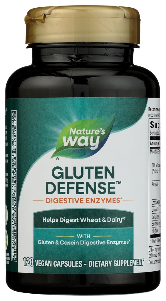Nature's Way Gluten Defense Digestive Enzymes*, Digest Wheat & Dairy(1), 글루텐 & Casein Digestive Enzymes*, 120 Vegan 캡슐 (패키지 May Vary)