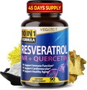 Quercetin 건강한 시효 면역성 뇌 부스트 합동 지원을 가진 1개의 고강도 Resveratrol에 있는 VEGATOT 10 (90의 팩 1))