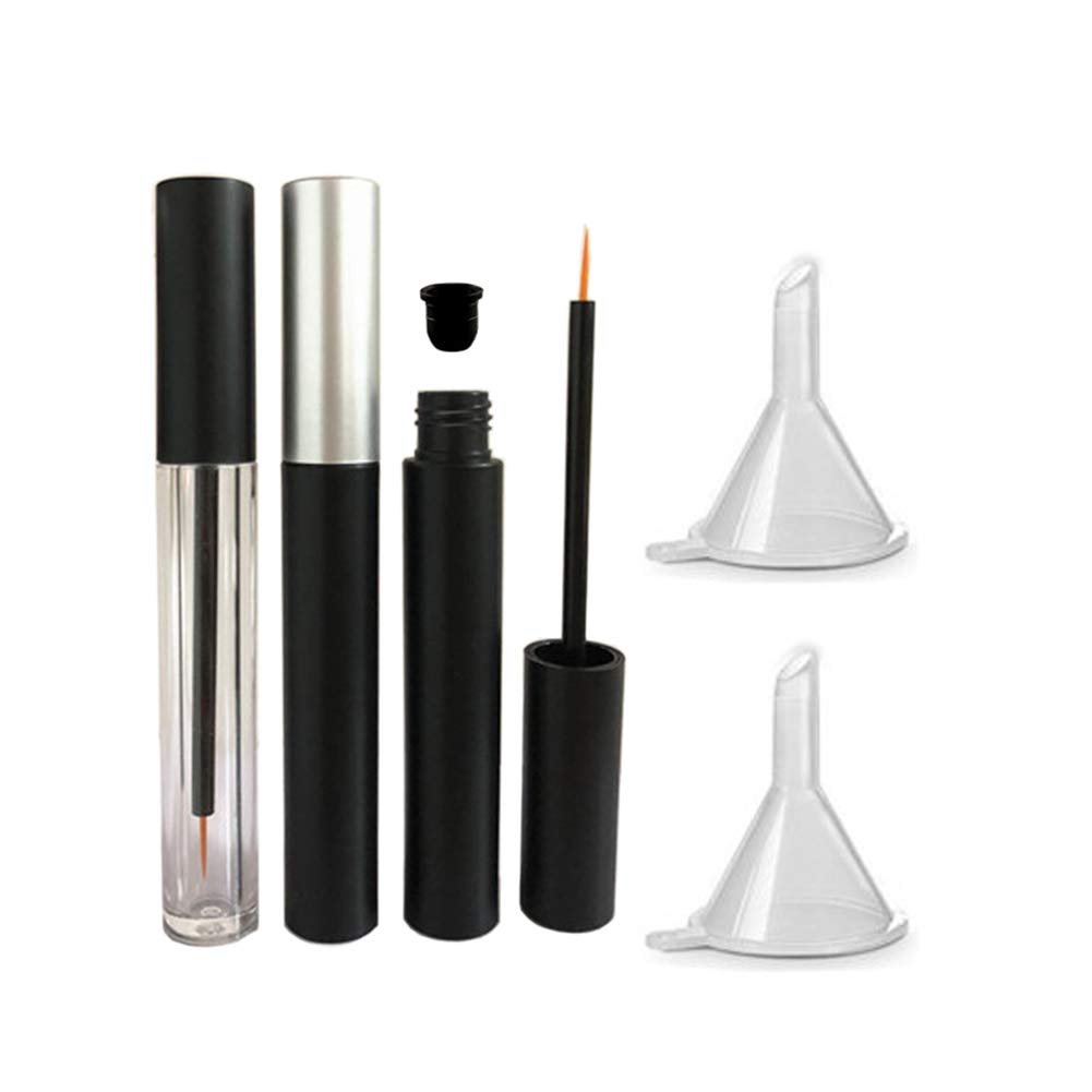 3개 조각 5ml 빈 Eyeliner 관 Refillable 속눈섭 성장 액체 병 솔 Eyelash 성장 기름 Mascara 관을 가진 플라스틱 Eyeliner 작은 유리병 관은 2개의 소형 Palstic 수로로로 옵니다