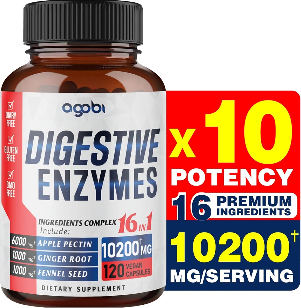 10200 년 전 소화를 위한 Prebiotic를 가진 Mg 소화 효소, 면역 & 몸 지원 - Apple Pectin, Ginger 뿌리, Prebiotic 체계 & 더 많은 것을 가진 16in1 - 2 달 동안 120의 캡슐