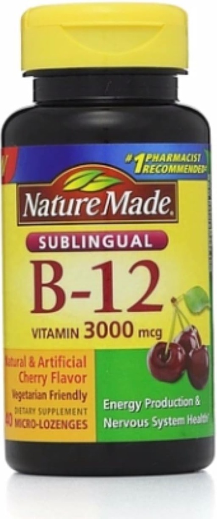 성격은 비타민 B-12 3000mcg, 이하 언어 Lozenges, 체리 40 ea (포장의 2)를 만들었습니다