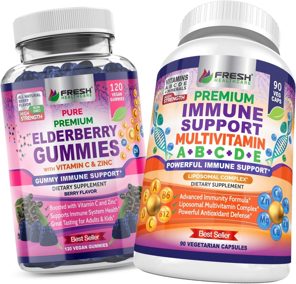 FRESH HEALTHCARE Elderberry Gummies와 면역 Multivitamin - 번들