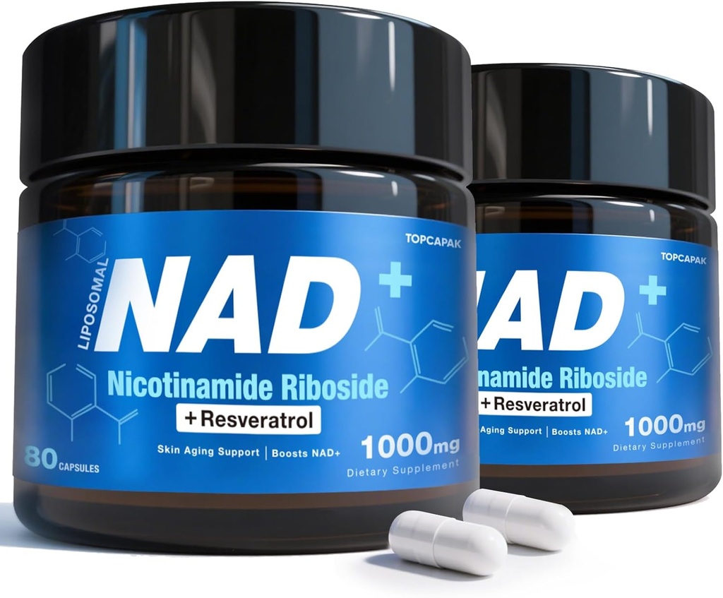 NAD 보충교재 - NAD Nicotinamide Riboside Resveratrol의 Liposomal NAD+ 여자 & 남자를 위한 보충교재 1000mg - 건강한 시효, 뇌 및 세포질 에너지, 비 GMO, 글루텐 자유로운 160의 캡슐