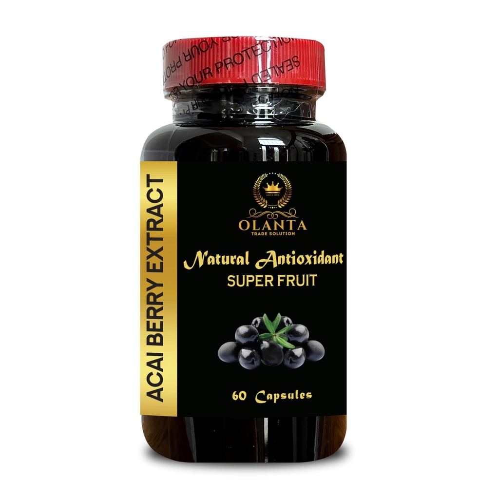 ACAI 베리 추출물 - 산화제 보충교재, Acai 분말, 4 : 1 acai 베리 추출물, All-Natural 및 Non-GMO Acai Boost Blend - 1 병 60 캡슐