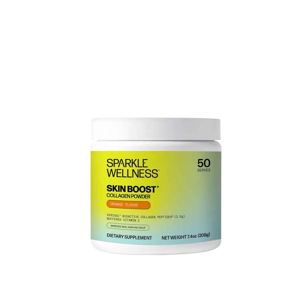 Sparkle Wellness VERISOL Bioactive Hydrolyzed Collagen Peptides | 피부, 헤어 및 네일 건강을위한 비타민 C와 콜라겐 분말 보충 | 피부 부스트 (오렌지) [50-Serves]