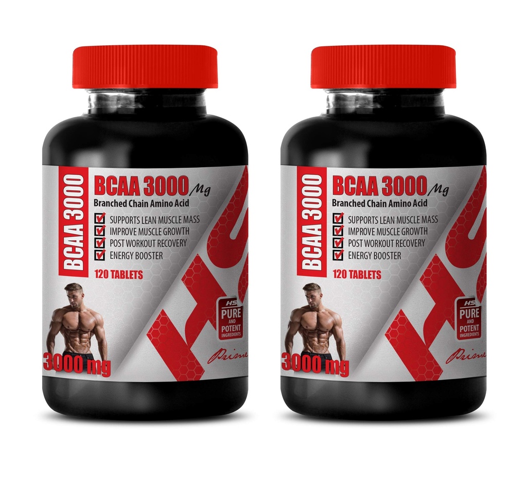 남성 근육 빌더 알약 - BRANCHED 체인 아미노산 - BCAA 3000MG - bcaa 기차 및 복구 - 2 병 240 정제