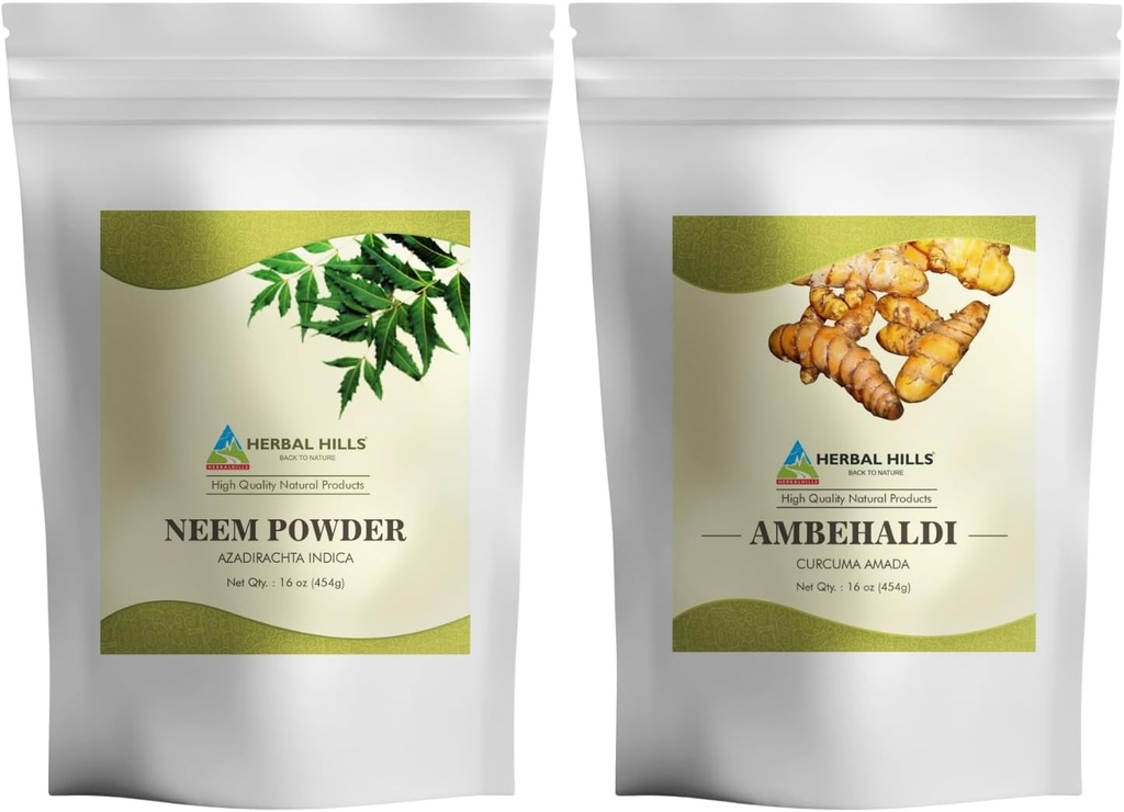 Neem 잎 분말과 Ambehaldi 심황 분말 2 콤보의 16 Oz 팩