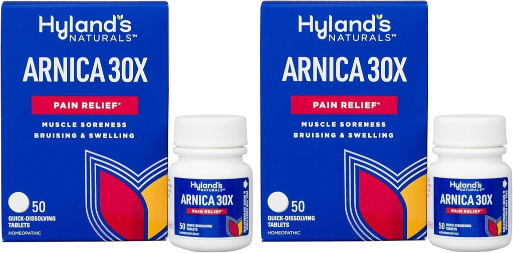 Hyland의 Naturals Arnica Montana 30x Tablets, Bruises, Swelling & Muscle Soreness, Quick Dissolve Tablets, 50 Count (Pack of 2)의 천연 구호
