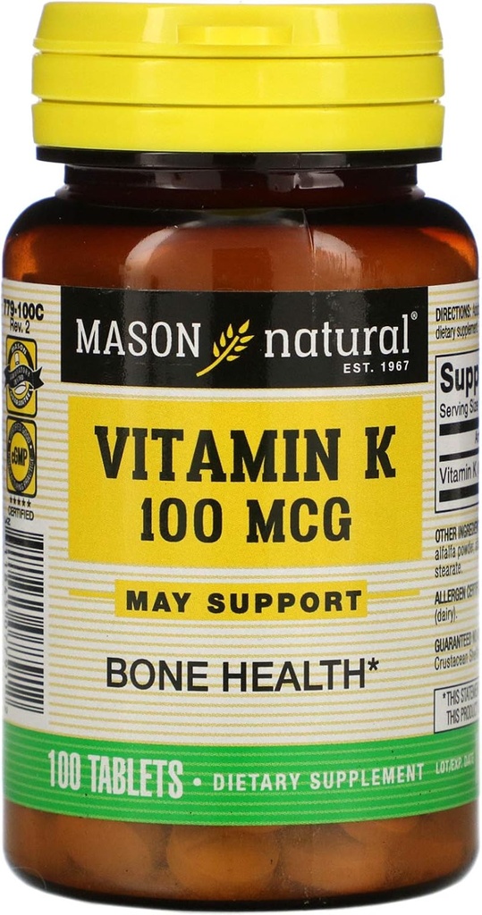 Mason 비타민 비타민 K 100 mcg 정제, 100-Count 병