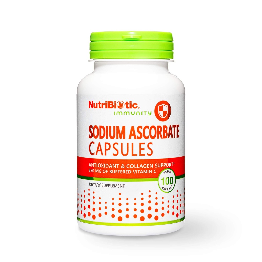 NutriBiotic - 나트륨 아스코르브산염 버퍼 비타민 C 캡슐, 100 Ct | 아스코르브산 보다는 소화에 Vegan, 비 Acidic & Easier | 필수 면역 지원 및 산화 보충교재 | 글루텐 & GMO 무료
