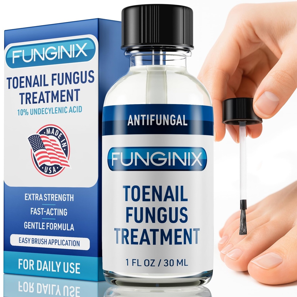 FUNGINIX Toenail Fungus Treatment Extra Strength - 10 % Undecylenic Acid & Tea Tree Oil과 항진균성 손톱 치료 - 15 + 천연 오일 및 식물에 의해 권장 - 미국 (포장 월병)