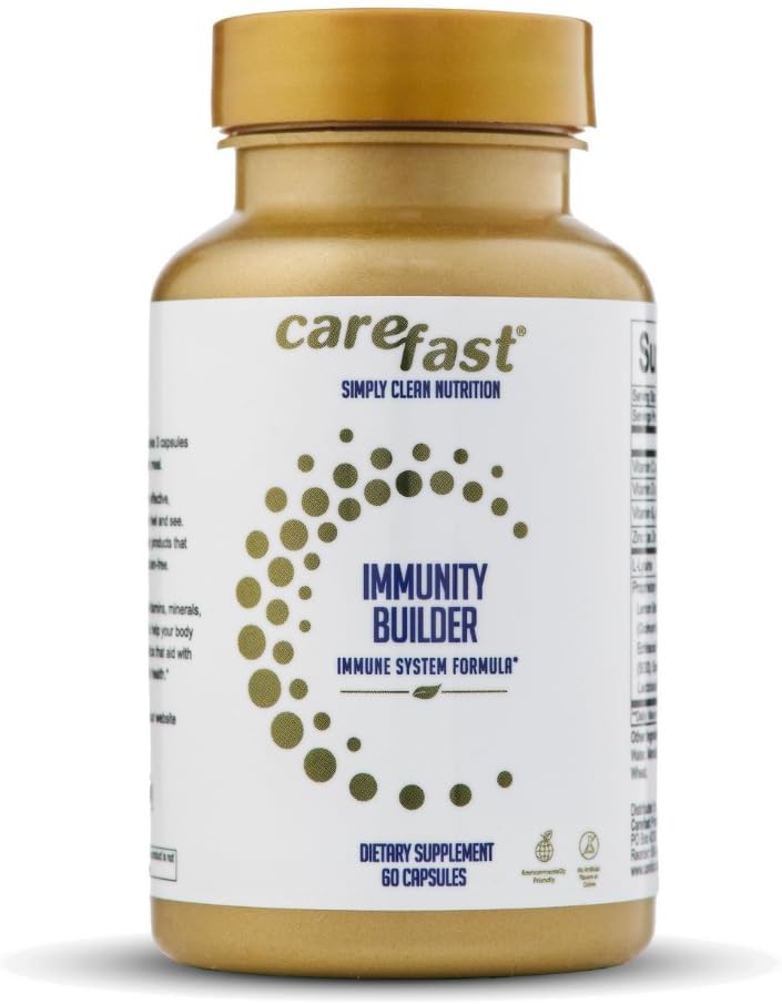 Immunity Builder 보조 식품 - 60 자연 채식 캡슐 - 비타민 C, B6, D, Elderberry 추출물 & 아연 - 남성, 여성, 노인을위한 면역 시스템 지원 부스터