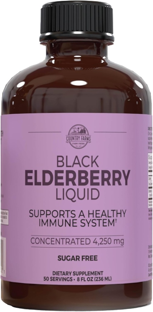 국가 농장 Elderberry 액체, 항 산화제, 설탕에 풍부한 건강한 면역 체계, 8 Fl Oz를 지원