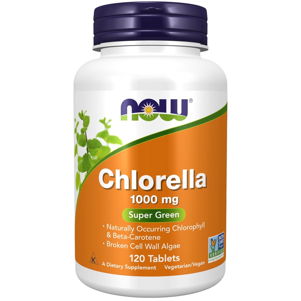 지금 음식 보충교재, 자연적 사건 Chlorophyll, beta Carotene, 혼합 Carotenoids, 비타민 C, 철 및 단백질, 120 정제를 가진 클로렐라 1000 mg