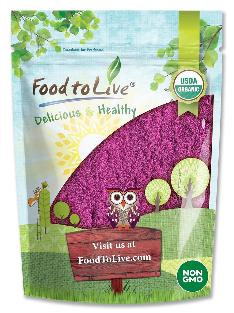 라이브 유기 블랙 커런트 주스 분말, 8 온스 - Non-GMO, Raw, Kosher, Vegan Superfood, Bulk, Rich in Antioxidants, Great for Juice, Drink, Smoothies, Contains Maltodextrin