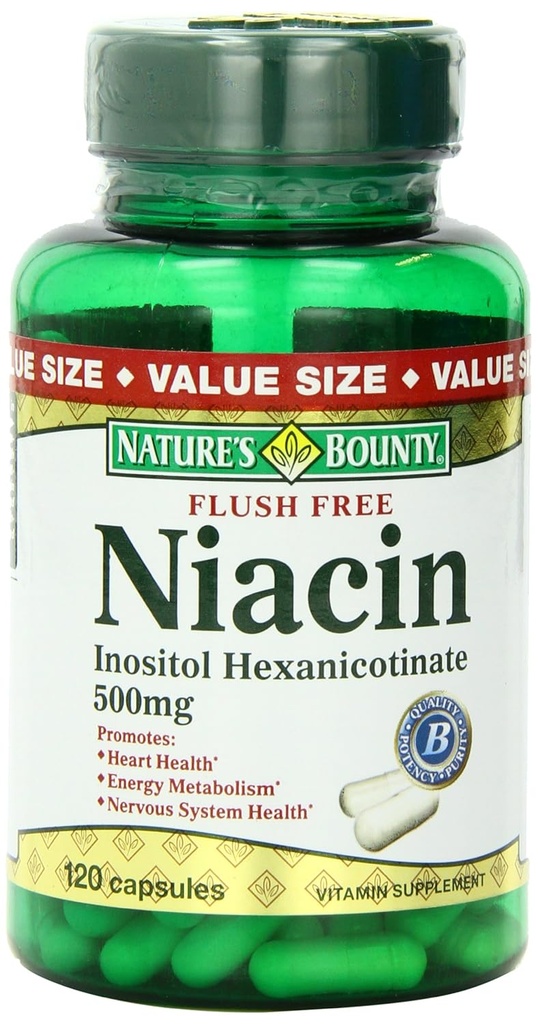자연의 Bounty 넘치는 자유로운 Niacin 500 mg, 120 조사