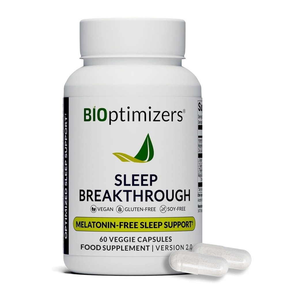 BIOptimizers Sleep Breakthrough Capsules - Natural Support Supplement | 성인용 Calming Relief Aid | Non-Habit Forming | 60 캡슐