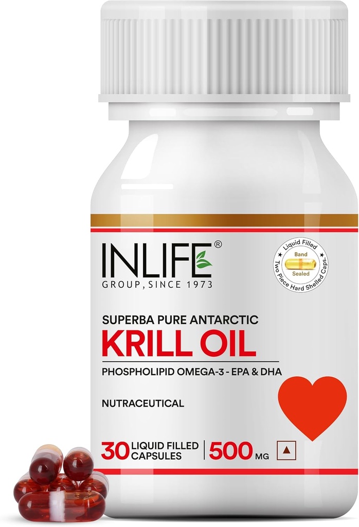 INLIFE Krill 오일 보충 - Astaxanthin - 500 mg, 30 캡슐과 함께 Phospholipid Omega 3