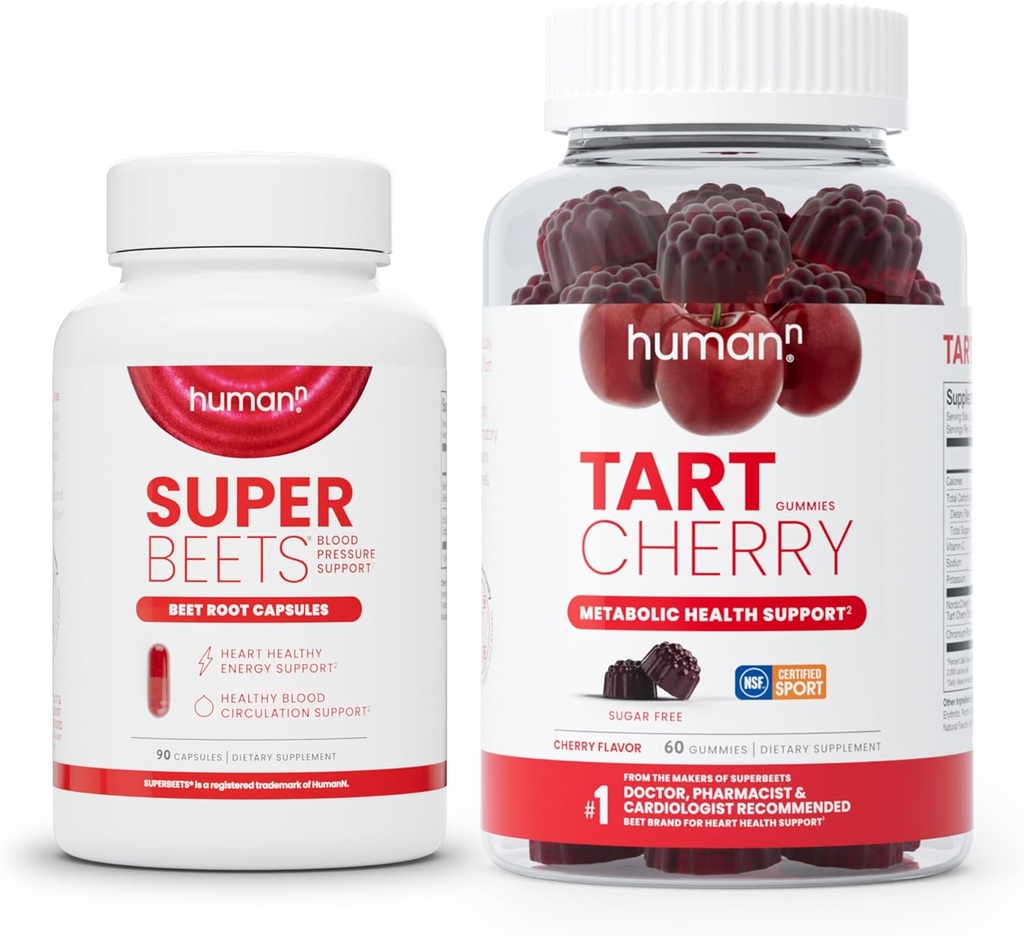 Humann SuperBeets Beet 뿌리 캡슐과 타트 체리 Gummies