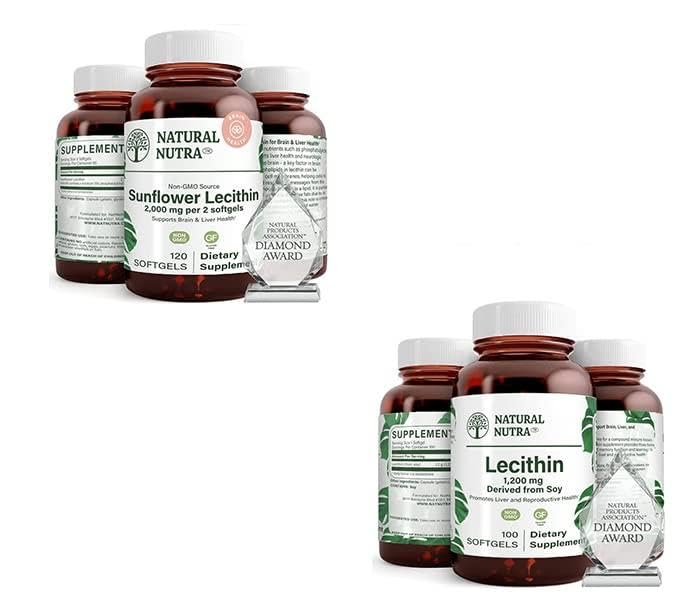 자연적인 Nutra 해바라기 Lecithin 보충교재 2000 mg 120 Softgels Soy Lecithin 규정식 보충교재 1200 mg 100 Softgels