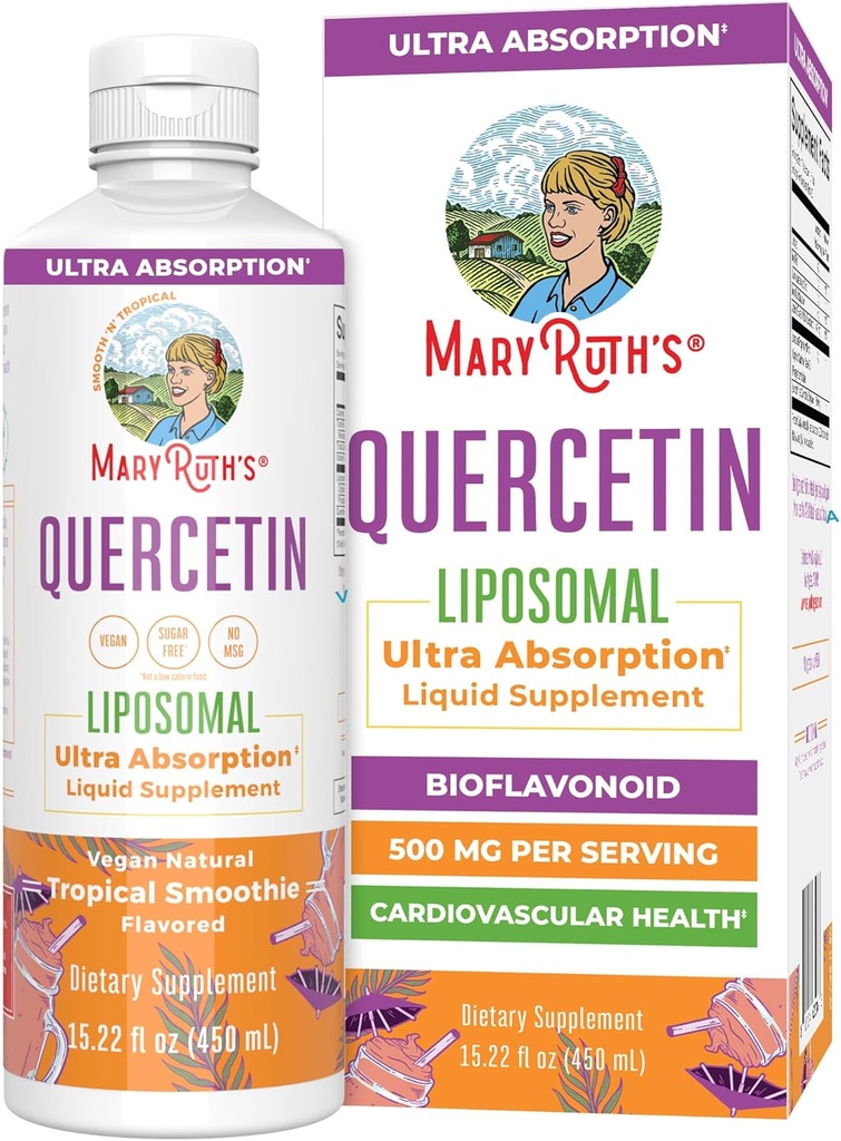 MaryRuth Organics Quercetin | Sugar Free | 성인용 액체 Quercetin 500mg 면역 지원 | 염증 보충교재 | 면역 결핍 | 세포 건강 | Vegan | 비 GMO | 글루텐 프리 | 15.22 Fl Oz
