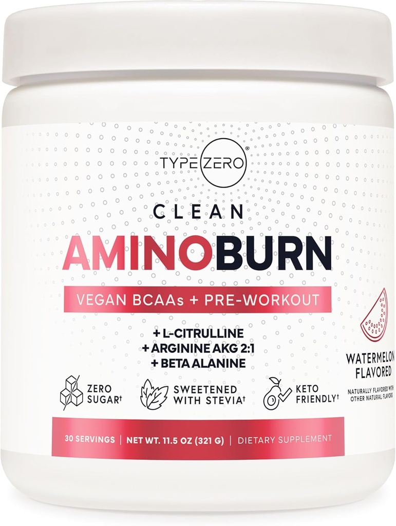 유형 Zero AminoBurn (수박 맛) - 채식 아미노산 BCAA 음료 설탕 자유로운 에너지 음료 분말 & 아미노산 보충교재 - 자연적인 에너지