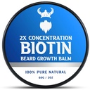 Biotin Beard Balm for Men & Conditioning Beard Wax - Castor Oil Natural 및 Organic 성분으로 만든 - Hydrates & Thickens 얼굴 헤어 성장 - 2 Ounce Tin