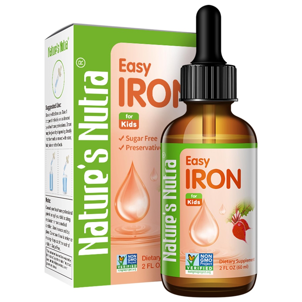 자연의 Nutra 쉬운 철, 아기, 유아, 어린이 및 어린이, Ferrochel, Anemia, Hemoglobin, Non-GMO, Kosher, 2 Fl. Oz (60ml)